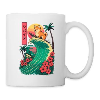Shiba Inu Dog Animal Japanese Surfing Flower - Mug - white - Right