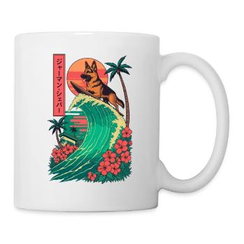 German Shepherd Dog Animal Japanese Surfing Flower - Mug - white - Right