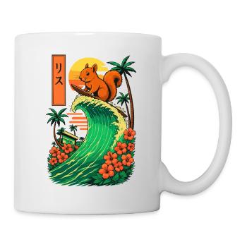 Squirrel Rodent Animal Japanese Surfing Flower - Mug - white - Right