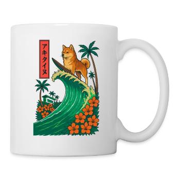 Akita Inu Dog Animal Japanese Surfing Flower - Mug - white - Right