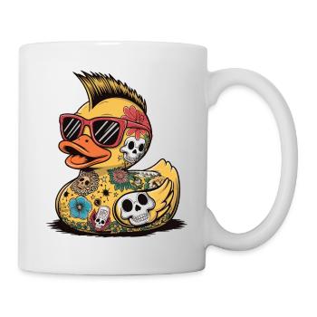 Gummiente Ente Sonnenbrille Totenkopf Punk Style - Tasse - Weiß - Rechts