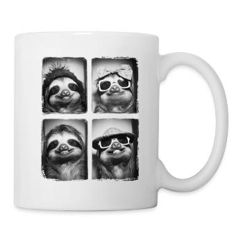 Lustiges süßes Retro-Faultier-Tier-Fotoboot-Selfie - Tasse - Weiß - Rechts
