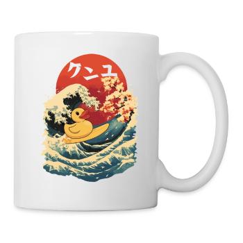 Rubber Duck Animal Japanese Surfing Beach Red Moon - Mug - white - Right