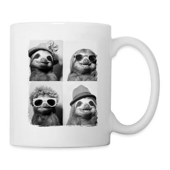 Lustiges süßes Retro-Faultier-Tier-Fotoboot-Selfie - Tasse - Weiß - Rechts