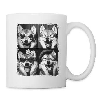 Lustiges süßes Retro Wolf Tier Fotoautomat Selfie - Tasse - Weiß - Rechts