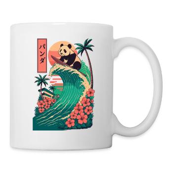 Panda Bear Animal Japanese Surfing Flower Sunset - Mug - white - Right