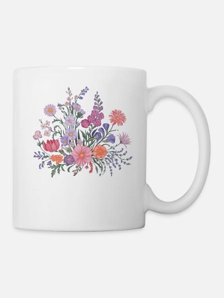 Jardinier de fleurs florales de fleurs sauvages colorées - Mug blanc - blanc