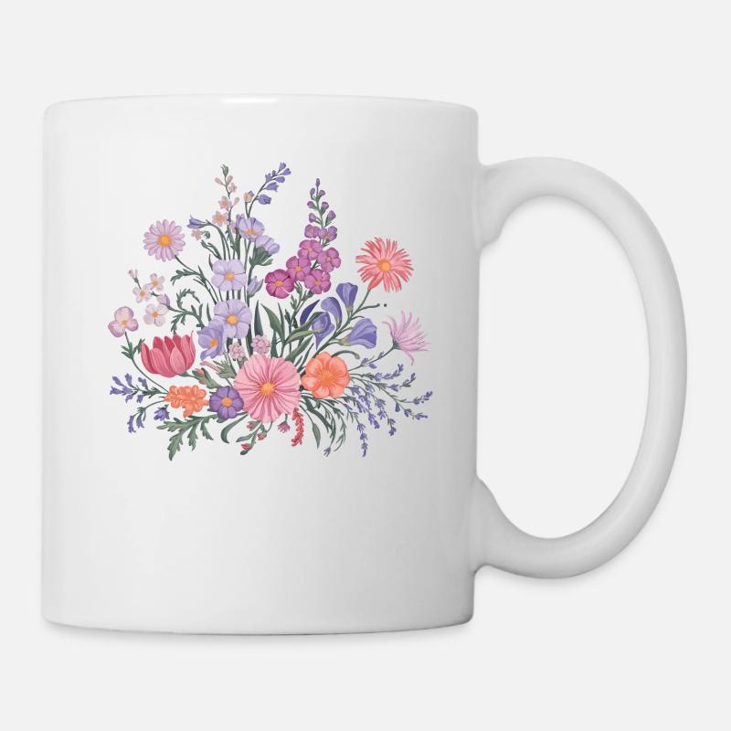 Jardinier de fleurs florales de fleurs sauvages colorées - Mug blanc - blanc