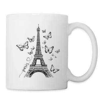 Paris Tour Eiffel France Papillons Art - Mug blanc - blanc - Droite