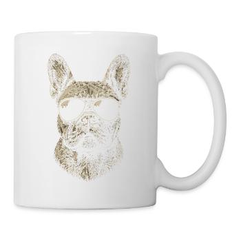 Französische Bulldogge Illustration Sonnenbrille - Tasse - Weiß - Rechts
