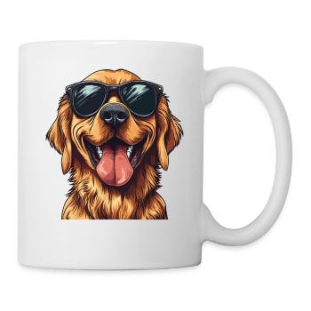 Lustiger Hund Sonnenbrille Comic Illustration - Tasse - Weiß - Rechts