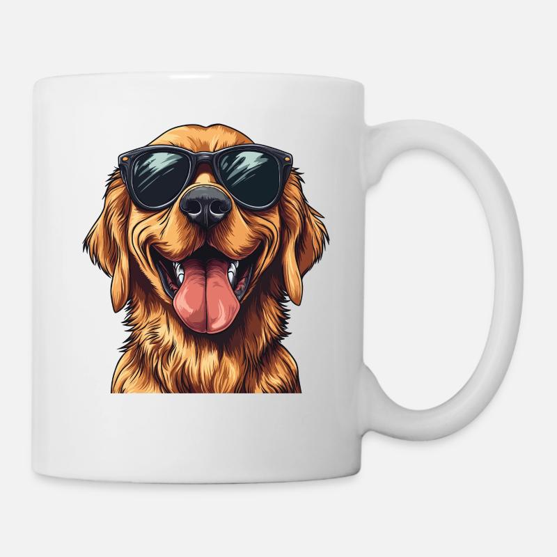 Lustiger Hund Sonnenbrille Comic Illustration - Tasse - Weiß