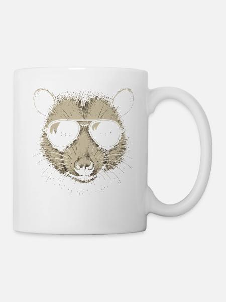 Cooles Opossum mit Pilotenbrille - Tasse - Weiß
