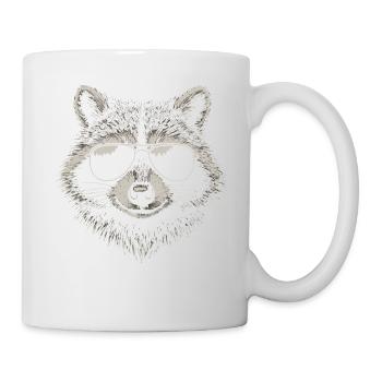 Cool Waschbär Illustration Sonnenbrille Tier - Tasse - Weiß - Rechts