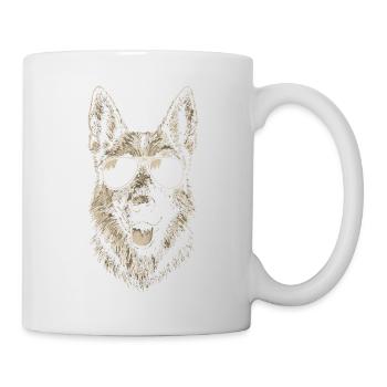 Deutscher Schäferhund Sonnenbrille Coole Illustration - Tasse - Weiß - Rechts