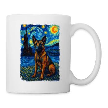 Berger allemand chien animal Peinture de nuit étoilée - Mug blanc - blanc - Droite