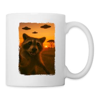 waschbär müll panda sonnenuntergang ufos savanne himmel - Tasse - Weiß - Rechts