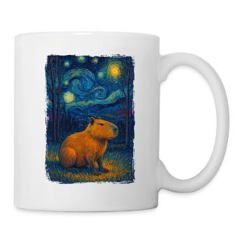 Capybara Starry Night Van Gogh Style Painting - Mug - white - Right