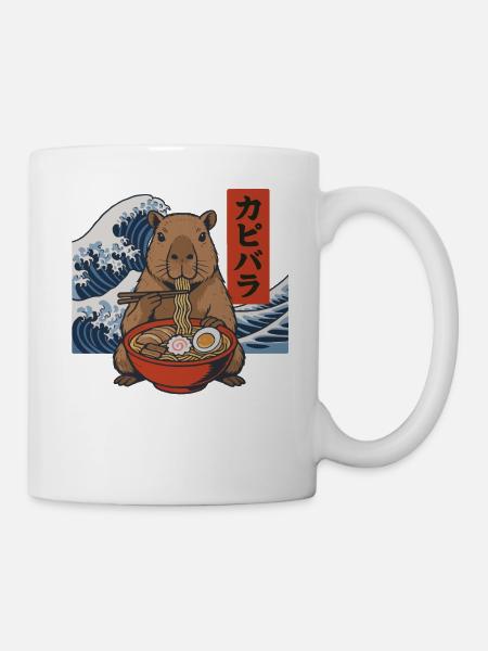 Capybara Ramen Schüssel Essstäbchen Japanische Welle - Tasse - Weiß