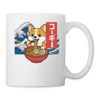 Corgi Eating Ramen Japanese Wave Art - Mug - white - Right