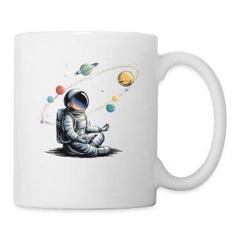 Astronaut Meditation Weltraum Planeten Umlaufbahn - Tasse - Weiß - Rechts