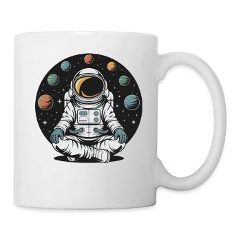 Astronaut Yoga Meditation Weltraum Planeten Umlaufbahn - Tasse - Weiß - Rechts