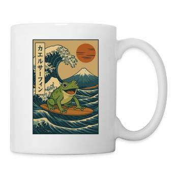 Surfing Frog Japanese Wave Art Mount Fuji Red Sun - Mug - white - Right