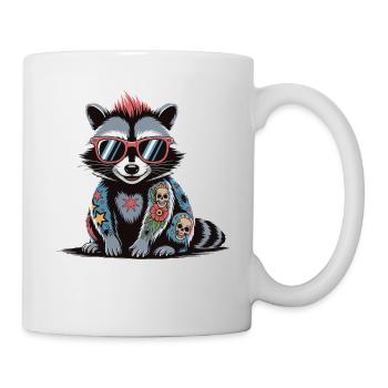 raton laveur punk tatouage cool lunettes de soleil - Mug blanc - blanc - Droite