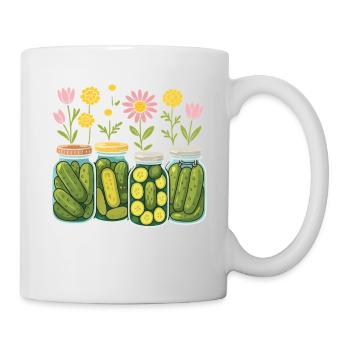 Pickled Cucumbers Jars Flowers Floral Home Decor - Mug - white - Right