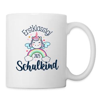 Schulkind 2025 Einschulung Einhorn - Tasse - Weiß - Rechts