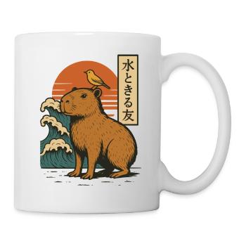 Capybara Bird Waves Sunset Japanese Wave Sunset - Mug - white - Right