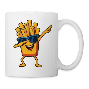 Drôle de frites dessin animé lunettes de soleil Dabbing Pose - Mug blanc - blanc - Droite