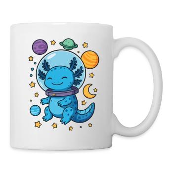Niedlicher Astronaut Axolotl Weltraum Planeten Sterne Mond - Tasse - Weiß - Rechts