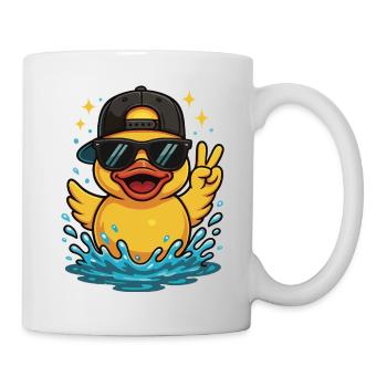 Coole Gummiente Sonnenbrille Peace Zeichen Wasser - Tasse - Weiß - Rechts