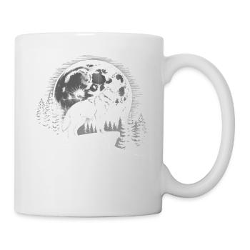 Wolf Animal Howling Full Moon Wilderness Night - Mug - white - Right