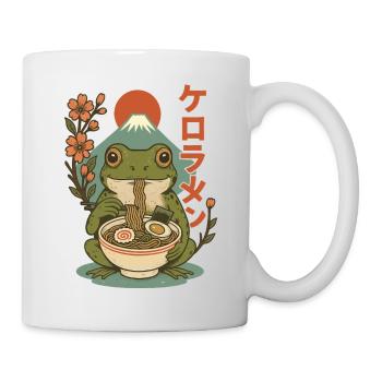 Frosch Esst Ramen Japanischer Mt. Fuji Kirschblüten - Tasse - Weiß - Rechts