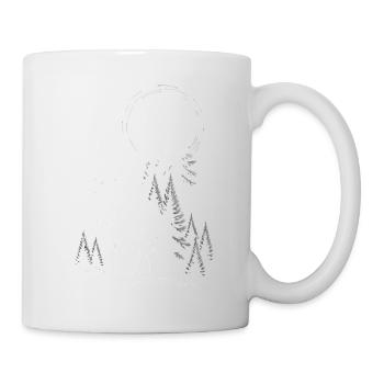 Heulender Wolf Tier Vollmond Kiefern Wald - Tasse - Weiß - Rechts