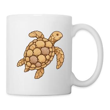 Sea turtle made of shells - Mug - white - Right