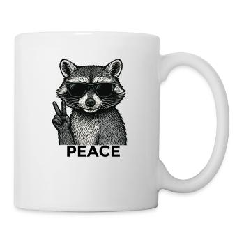 Cooler Waschbär mit Sonnenbrille & Peace - Tasse - Weiß - Rechts