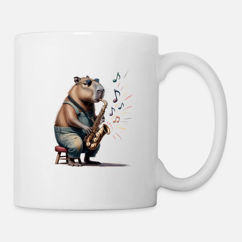 Saxophon spielen Capybara - Tasse - Weiß