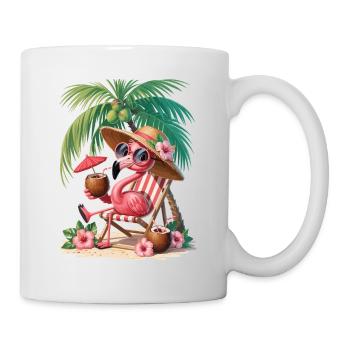 Flamingo im Sommerurlaub Urlaub - Tasse - Weiß - Rechts
