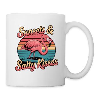 Flamingo Sunsets And Salty Kisses Summer Vacation - Mug - white - Right