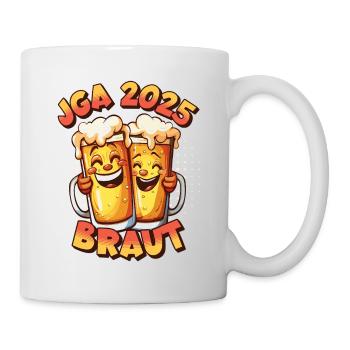 JGA 2025 Braut Bier Alkohol Saufen Party Lustig - Tasse - Weiß - Rechts