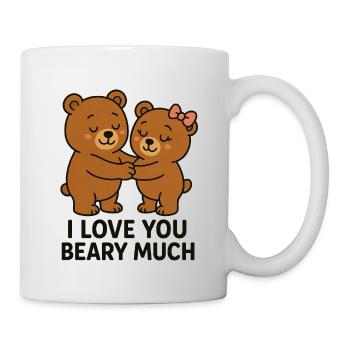 Liebevolle Bärenillustration mit Herzen - Tasse - Weiß - Rechts