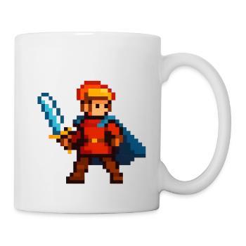 Chevalier Pixel avec épée et cape - Mug blanc - blanc - Droite