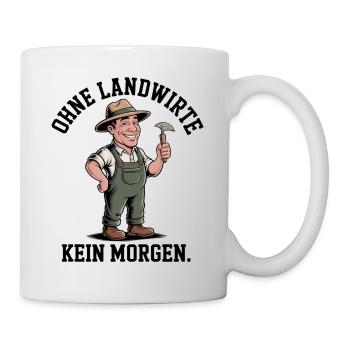 Dessin animé de fermier avec houe - Mug blanc - blanc - Droite