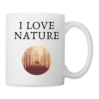 Silhouettierte Waldhirsche bei Einbruch der Dämmerung - Tasse - Weiß - Rechts