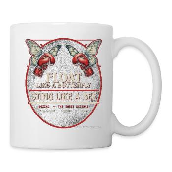 Schweben wie Schmetterling, Stechen wie Biene - Tasse - Weiß - Rechts