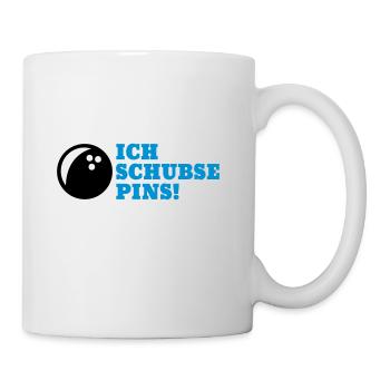 Ich schubse Pins - Spruch Bowling Geschenk - Tasse - Weiß - Rechts