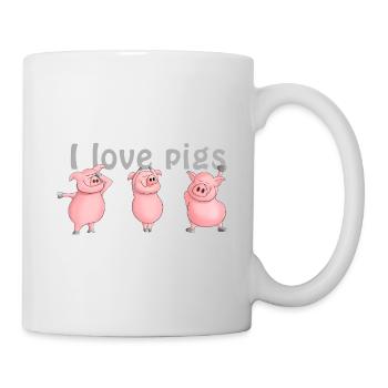 Schwein "I love pigs" - Tasse - Weiß - Rechts